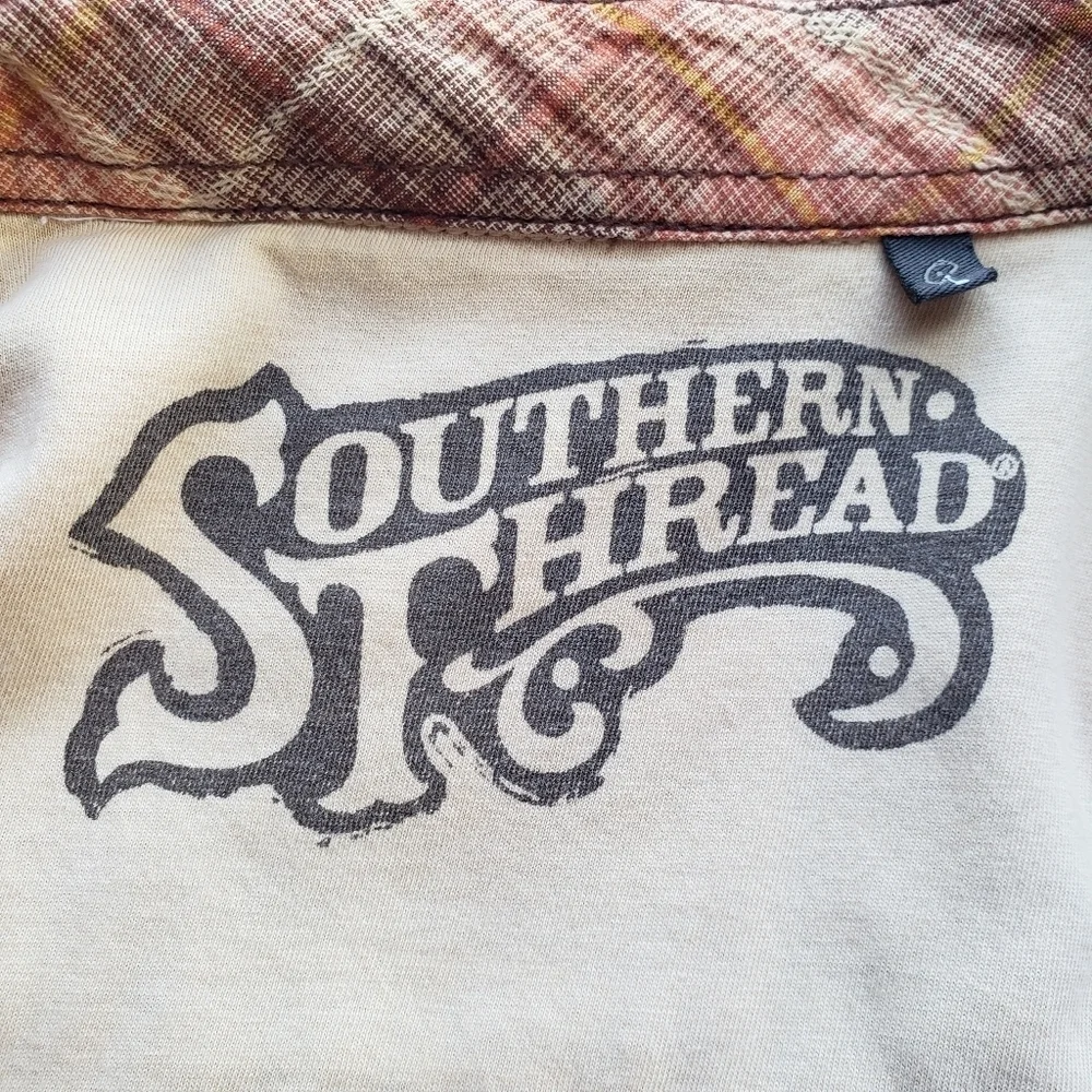 Southern Thread Plaid Shirt Shacket Women Large Lined Cowgirl Western Farm Work